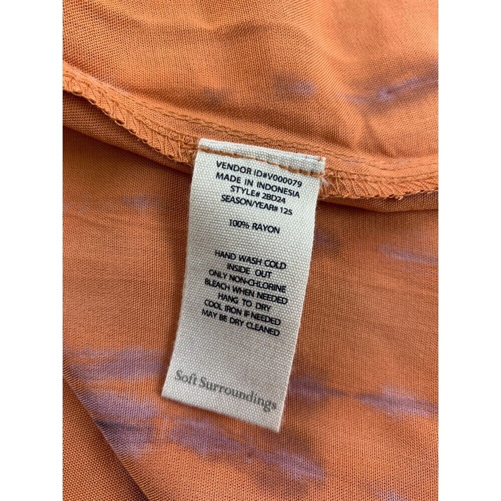 Soft Surroundings Sunset Bali Dress Orange Short Sleeve Button 2BD24 Womens 1X - Picture 12 of 13